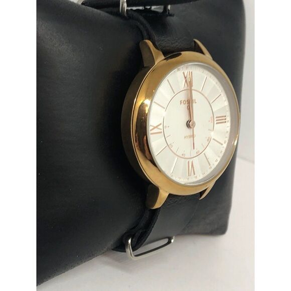 Fossil FTW5018 Womens Black Leather Analog Dial Genuine Hybrid Smart Watch CM300 - Picture 3 of 9